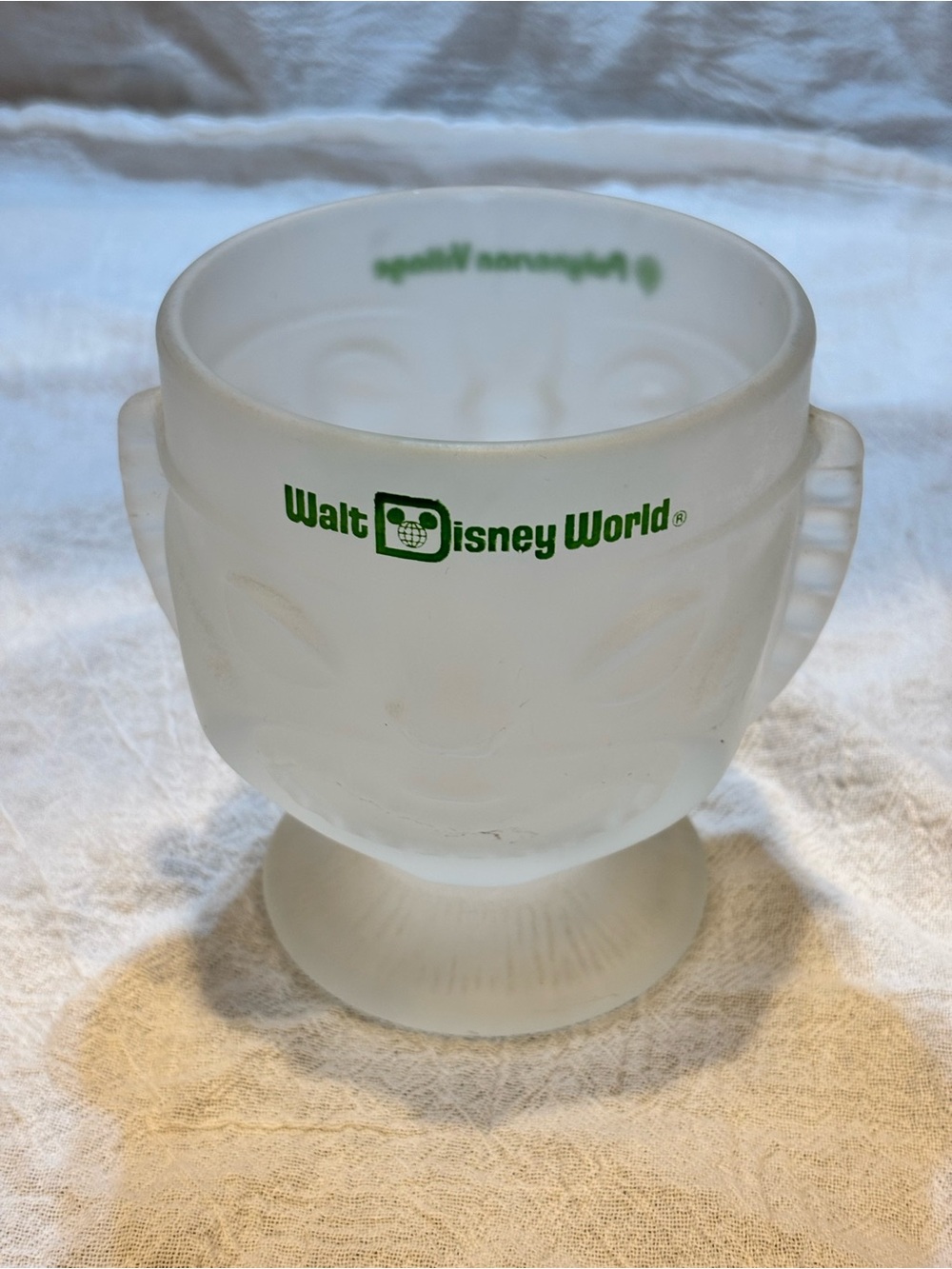 Walt Disney World Polynesian Village Frosted Tiki Goblet - Green Logo